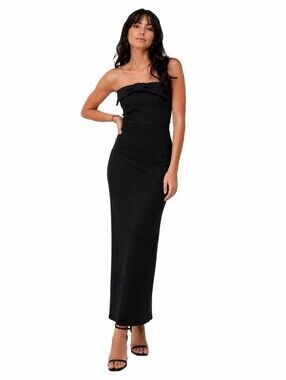 Abercrombie Black Bow Strapless Maxi Dress NWT Elegant Formal Gown